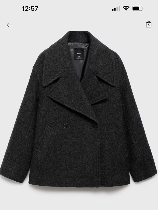 Mango Jackets & Blazers - Mango Wool-Blend Double-Breasted Peacoat - gray